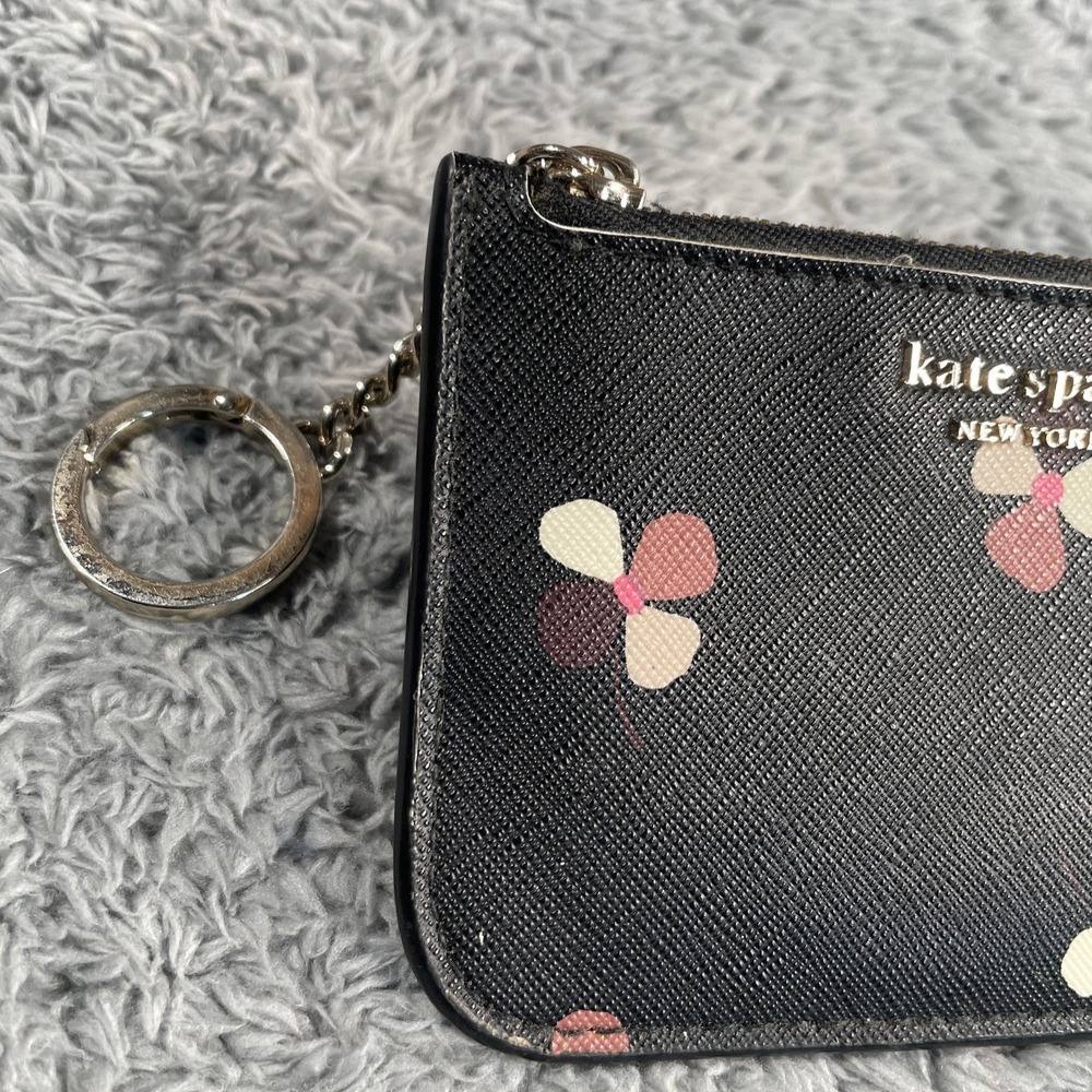 Kate Spade Floral l-zip Card Holder Dusk Buds W/ Keychain Small Wallet - Picture 2 of 16